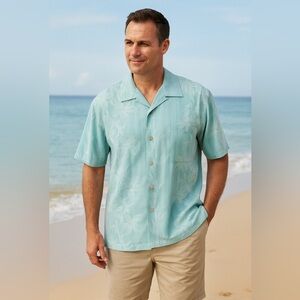 TOMMY BAHAMA 100% Silk Tropical Shirt MEDIUM